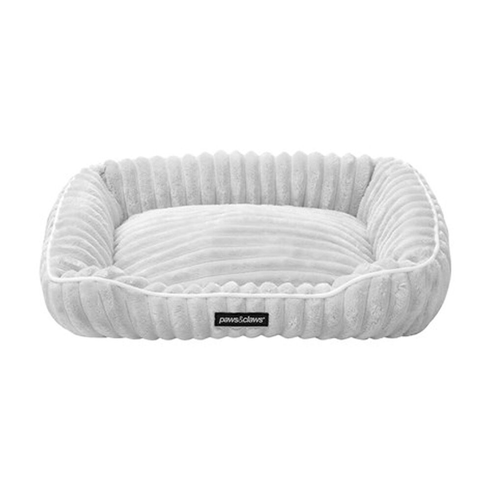 2PK Paws And Claws Ribbed Chinchilla Walled Pet Cat Dog Bed 60x50x18cm Grey