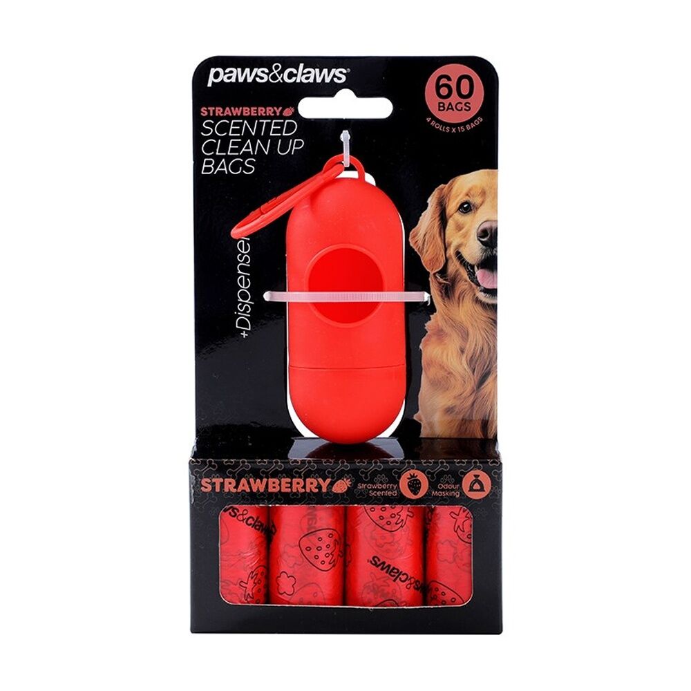 12x 60pc Paws And Claws Pet Dog Scented Poop Bags Dispenser Durable