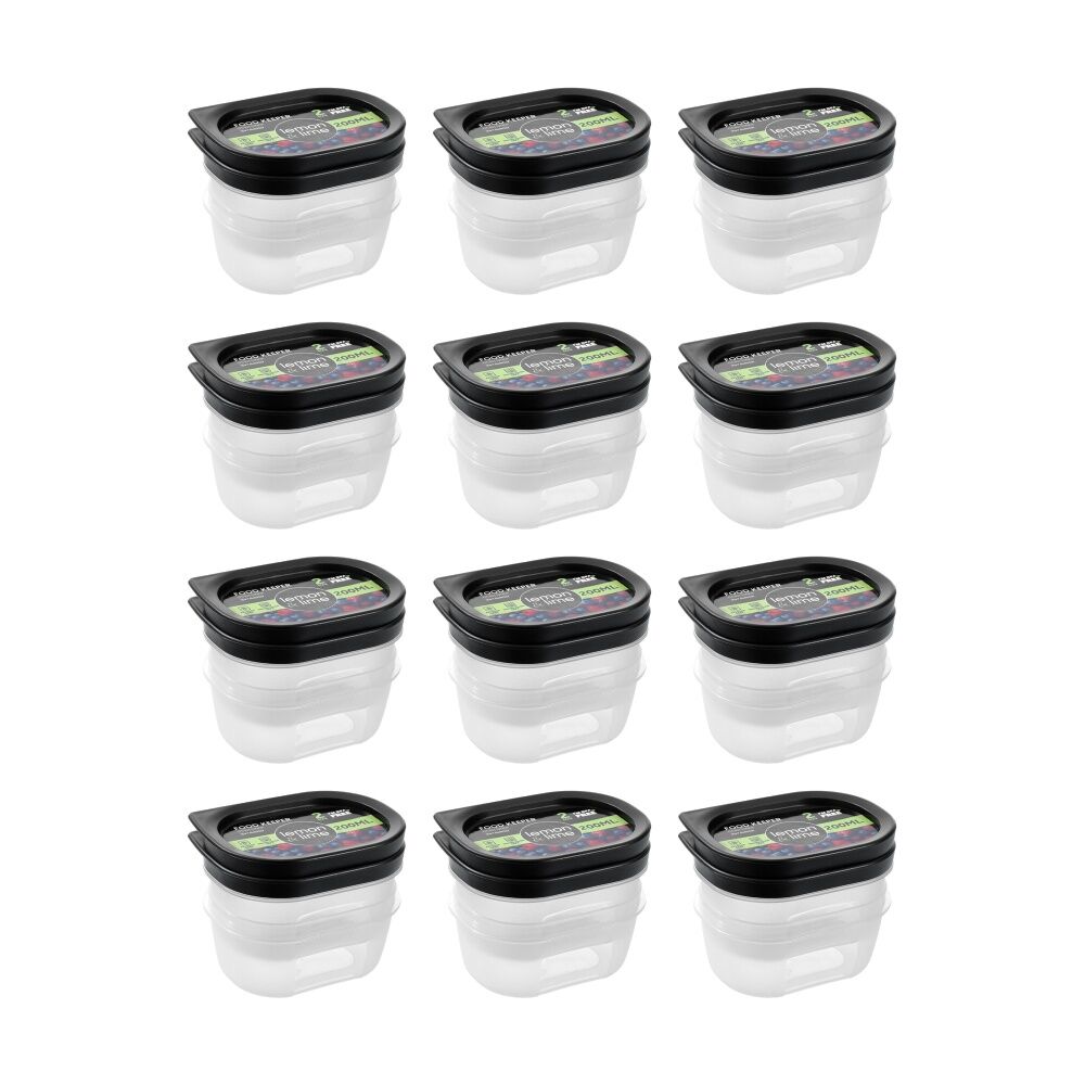 12x 2pc Lemon And Lime Food Reusable Container Organiser 200ml 10x7.5x5cm