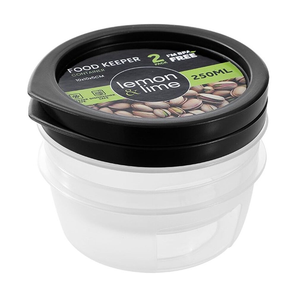12x 2pc Lemon And Lime Food Keeper Round Reusable Container 250ml 9.9x9.9x5cm
