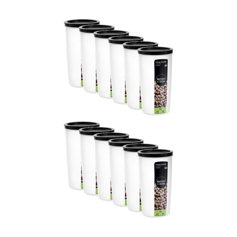 12PK Lemon And Lime Food Keeper Round Reusable Container 1L 9.9x9.9x18.2cm