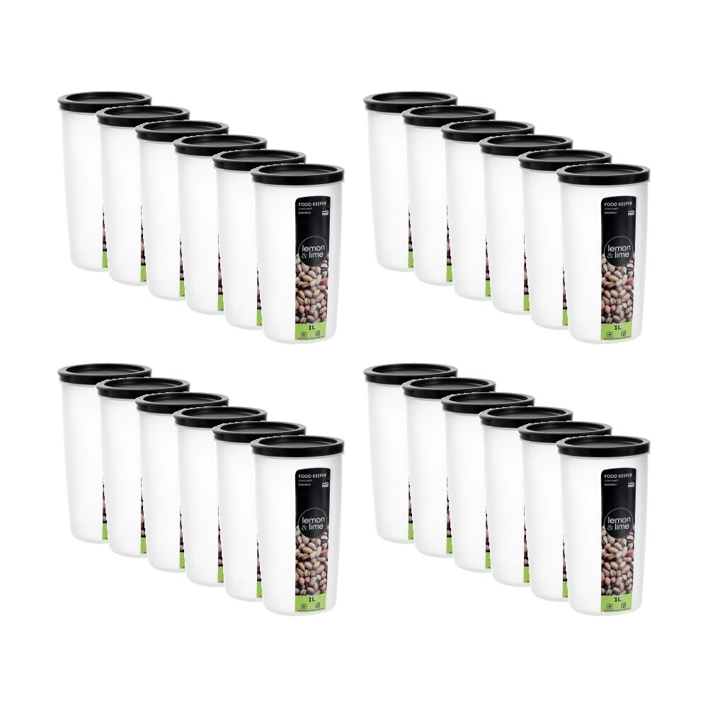 24PK Lemon And Lime Food Keeper Round Reusable Container 1L 9.9x9.9x18.2cm