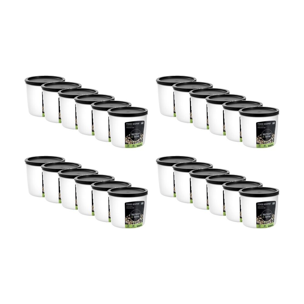 24PK Lemon And Lime Food Keeper Round Reusable Container 900ml 12.4x12.4x10cm