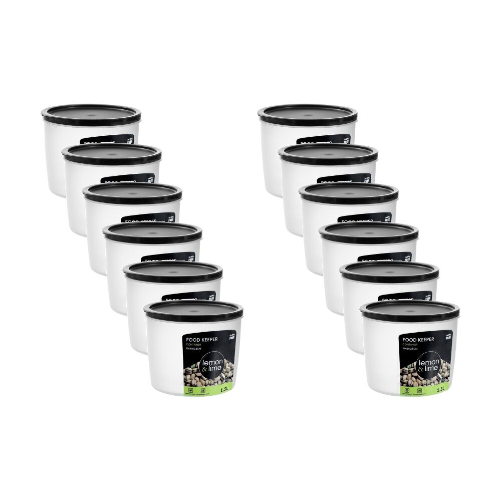 12PK Lemon And Lime Food Keeper Round Reusable Container 1.5L 15x15x12.3cm