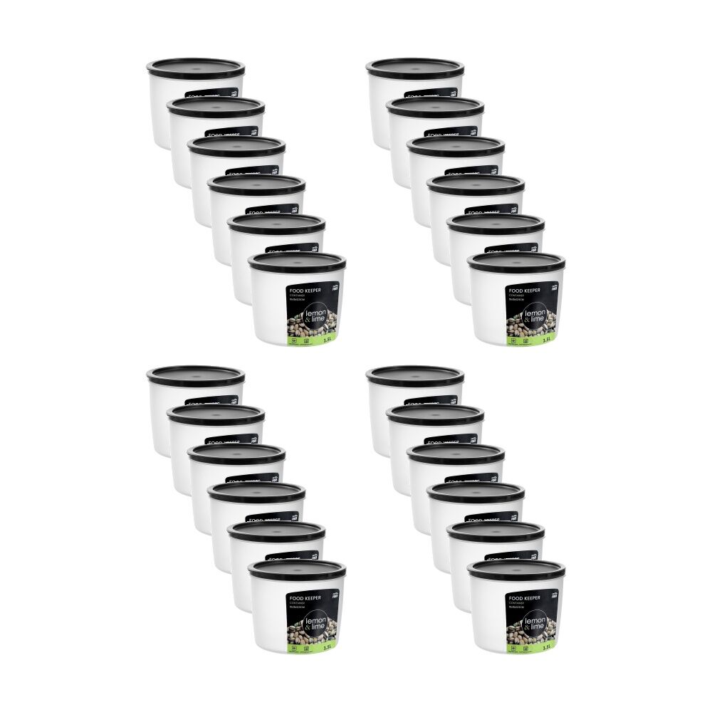 24PK Lemon And Lime Food Keeper Round Reusable Container 1.5L 15x15x12.3cm