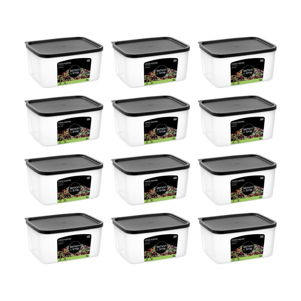 12PK Lemon And Lime Food Keeper Rectangle Reusable Container 3L 21.7x16.7x