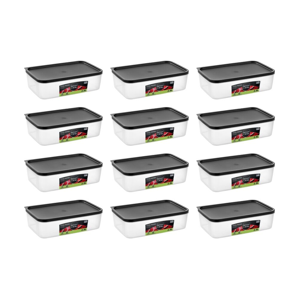 12PK Lemon And Lime Food Keeper Rectangle Reusable Container 2.9L 27.5x17.7cm