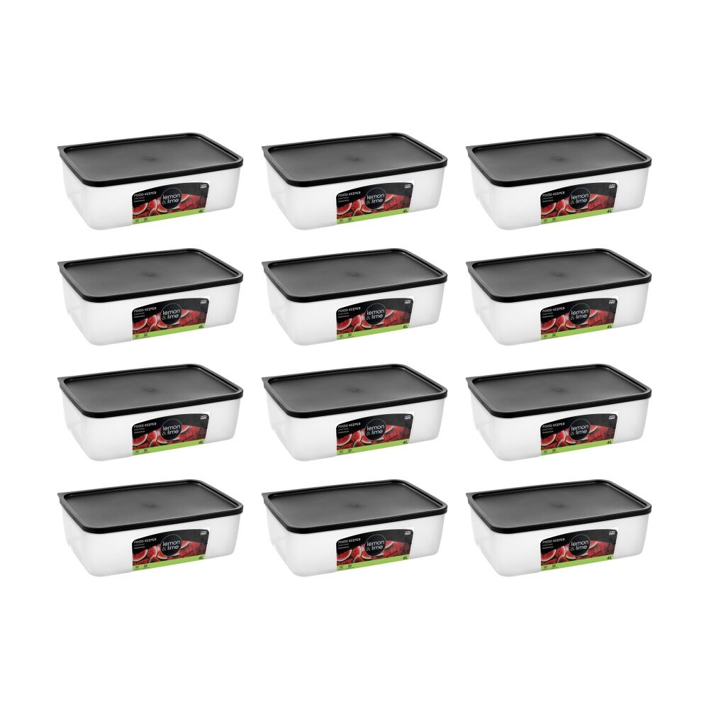 12PK Lemon And Lime Food Keeper Rectangle Reusable Container 4L 29.8x20x9.3
