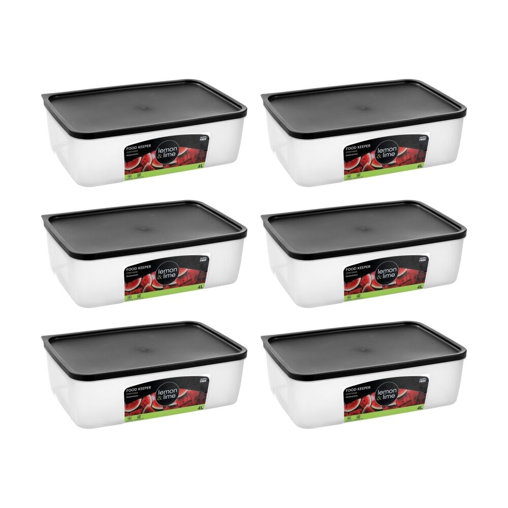 6PK Lemon And Lime Food Keeper Rectangle Reusable Container 4L 29.8x20x9.3