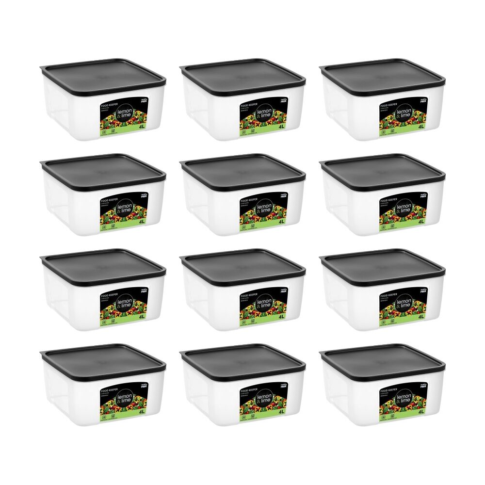 12PK Lemon And Lime Food Keeper Square Reusable Container 4L 21.7x21.7x10.7