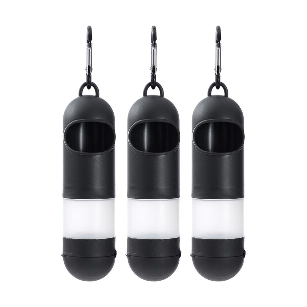 3x Paws And Claws Dog Pet Poop Bag Dispenser W/ Sanitiser Black 4x15cm
