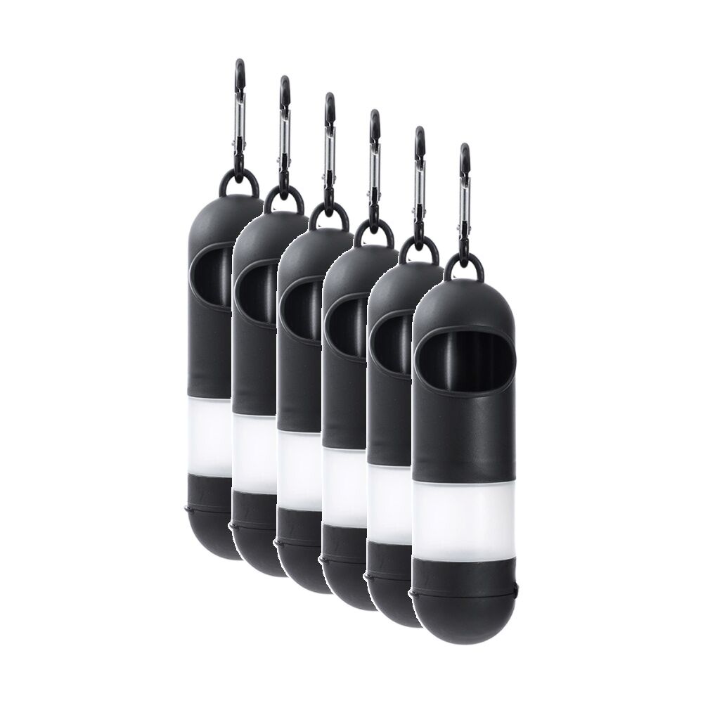6x Paws And Claws Dog Pet Poop Bag Dispenser W/ Sanitiser Black 4x15cm