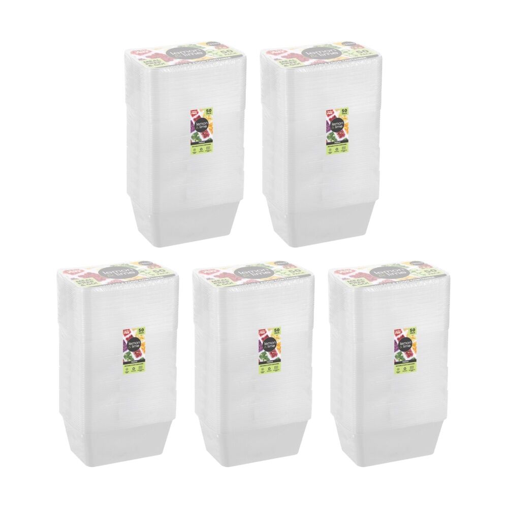 5x 50pc Lemon And Lime Reusable Food Containers Rectangle Microwave Free 750ml
