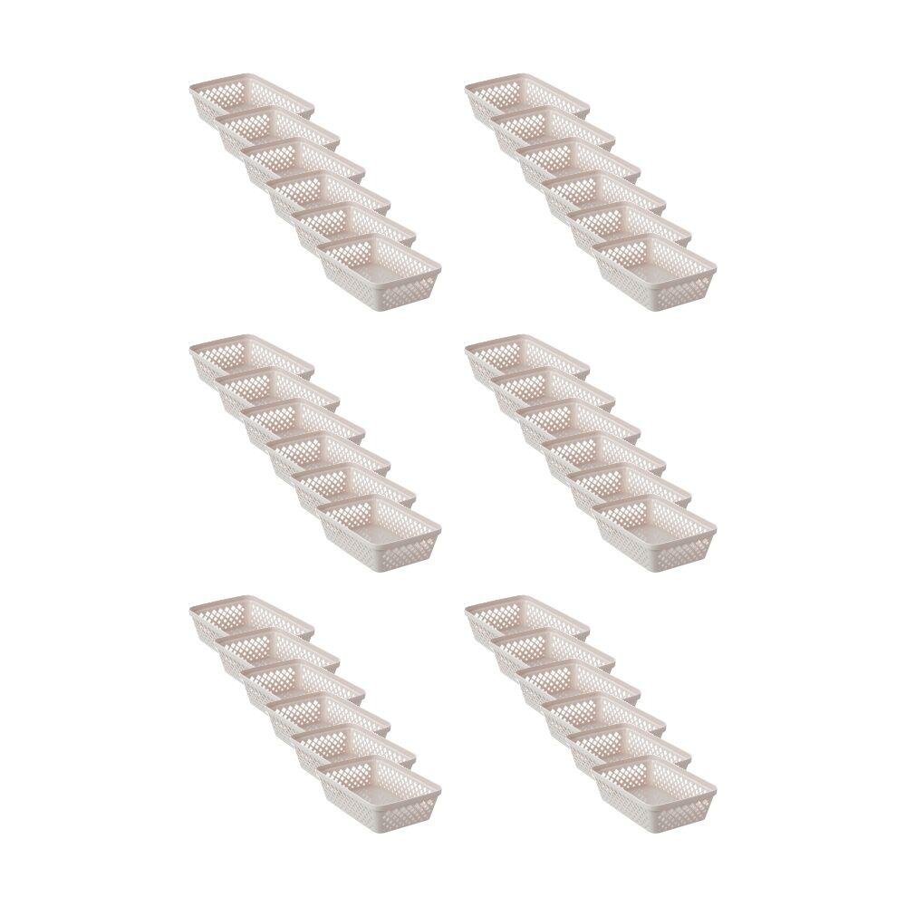 36PK Boxsweden Diamond Tray Home Organiser Storage Container Cream 23.5X16X6.5CM