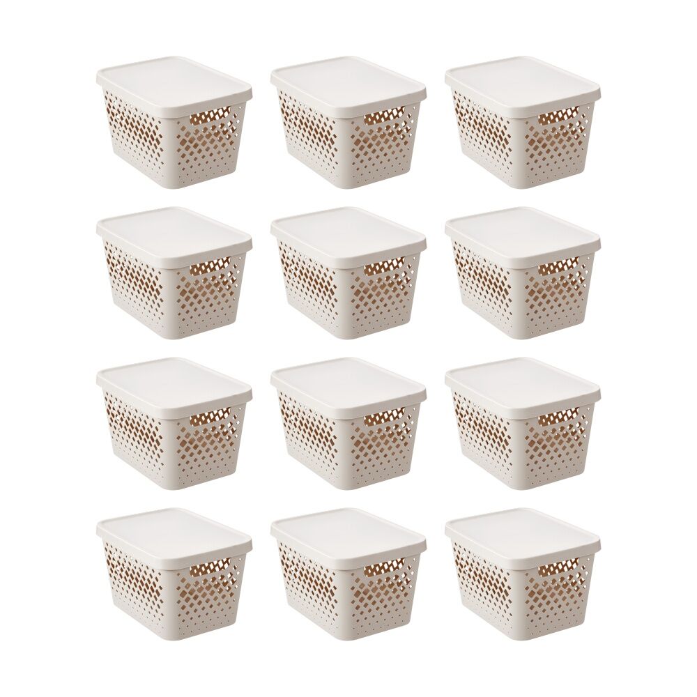 12PK Boxsweden Diamond Tray Home Organiser Storage Container 16L 36x27x22cm