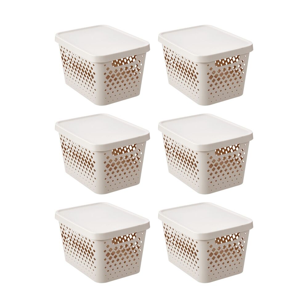 6PK Boxsweden Diamond Tray Home Organiser Storage Container 16L 36x27x22cm