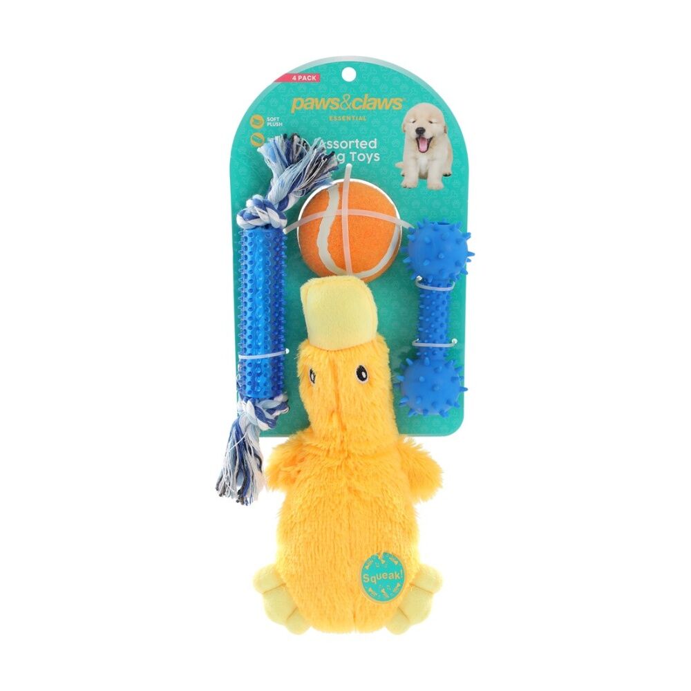 6x 4pc Paws And Claws Pet Dog Toys Plush Rope TPR Baton Ball Assorted