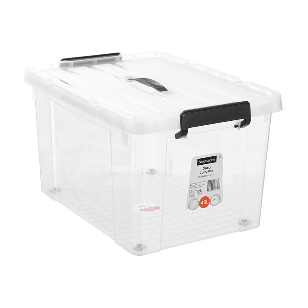 3PK Boxsweden Durable Carry Box With Handles & Wheels 43L 51x38x30cm