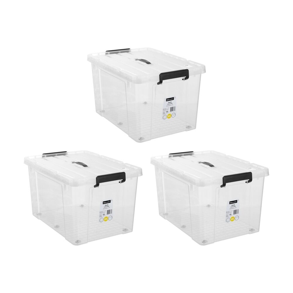 3PK Boxsweden Dura Carry Box Home Organiser Storage Container 65L 59x42x35cm