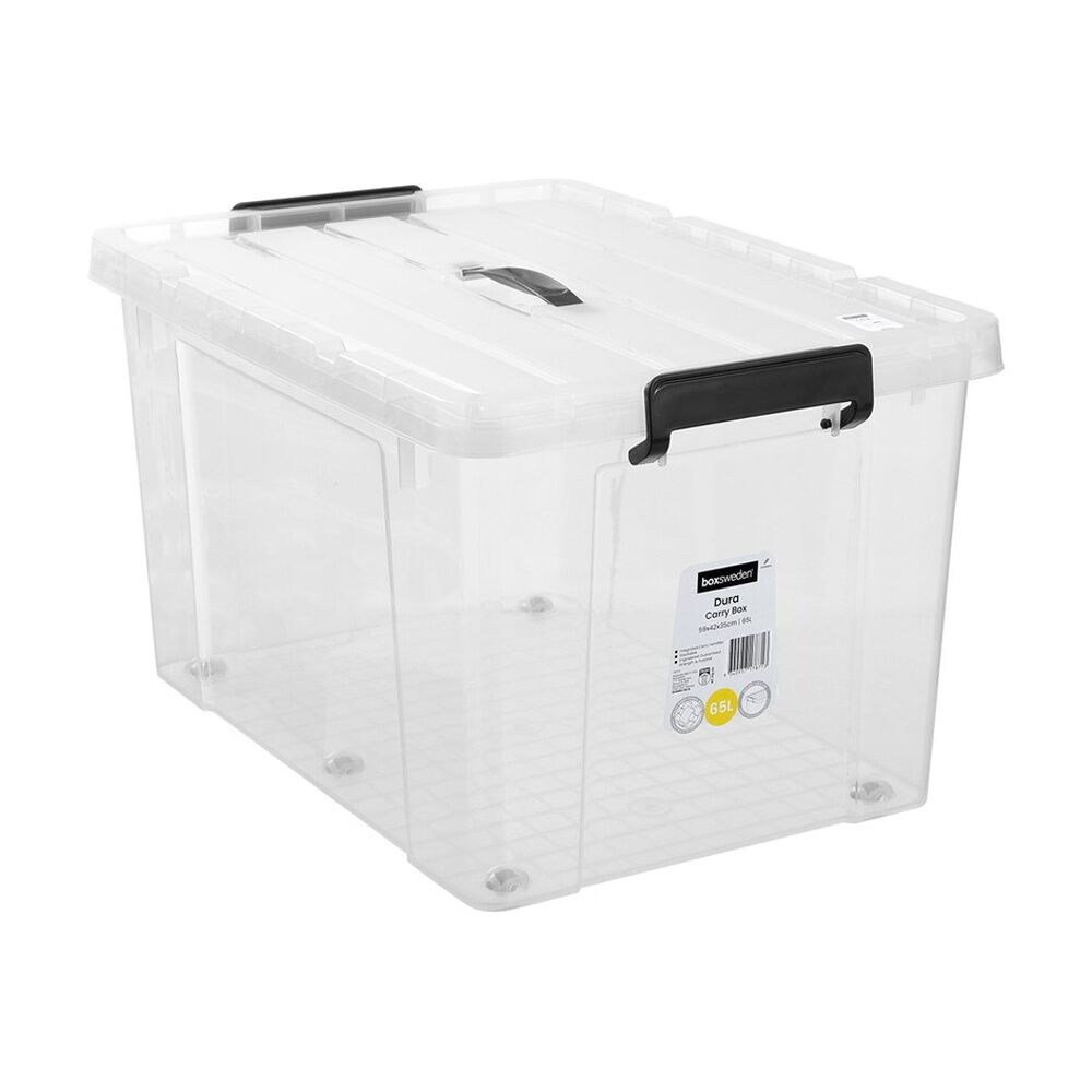 3PK Boxsweden Dura Carry Box Home Organiser Storage Container 65L 59x42x35cm