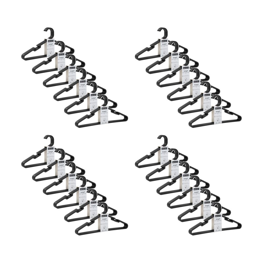 24x 10pc Boxsweden Hangit Essentials Clothes Plastic Hangers Strap Black 39cm