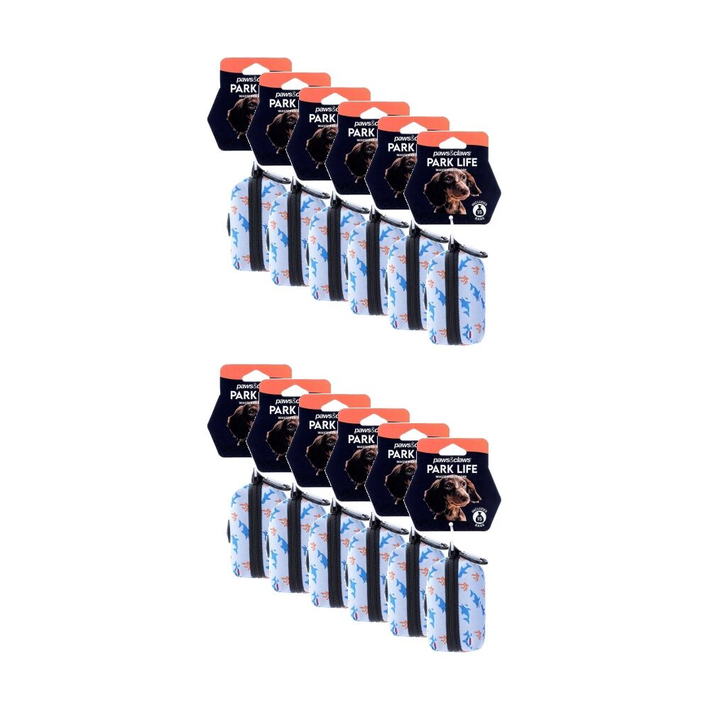 12PK Paws And Claws Pet Dog Park Life Waste Bag Holder Neoprene Asst 9.5x5x5cm