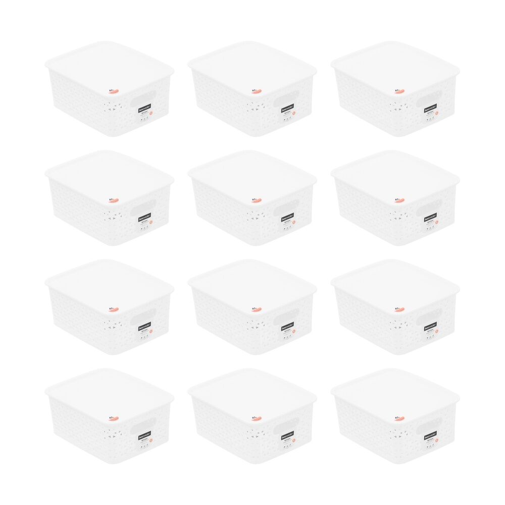 12PK Boxsweden Wick Basket Home Organiser Storage Container White 4L 25x19x10cm