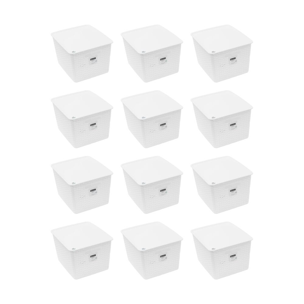 12PK Boxsweden Wicker Basket Home Organiser Storage Container 19L 36x30x22.5cm