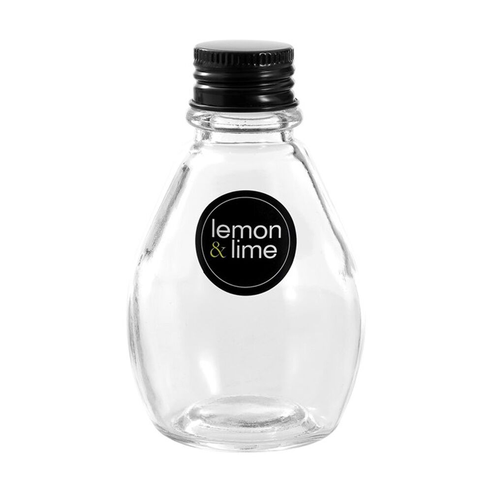 12PK Lemon And Lime Verre Bulb Glass Reusable Food Container Lid Black 100ml