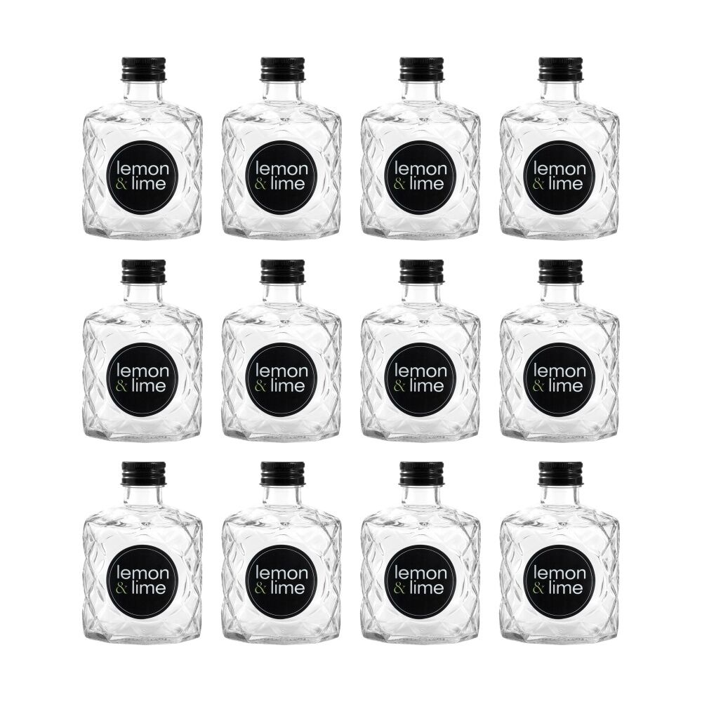 12PK Lemon And Lime Verre Quilt Glass Reusable Food Container Lid Black 200ml