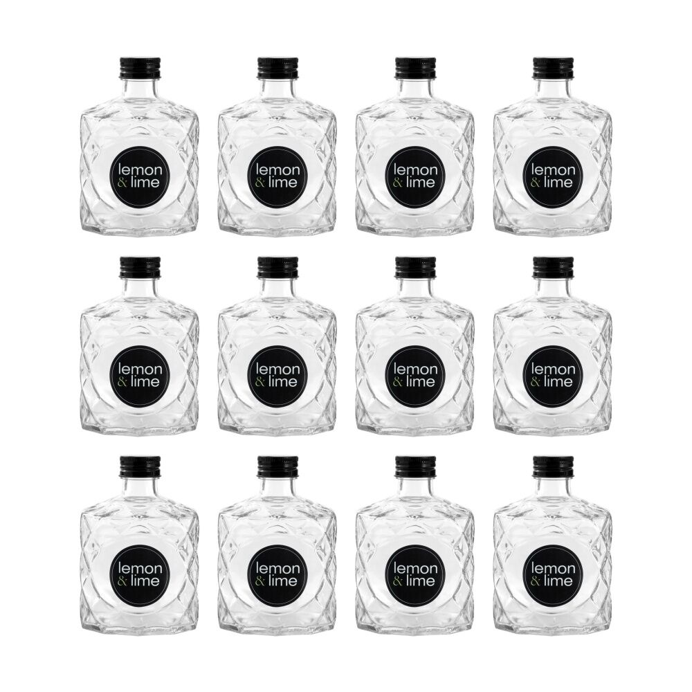 12PK Lemon And Lime Verre Quilt Glass Reusable Food Container Lid Black 360ml