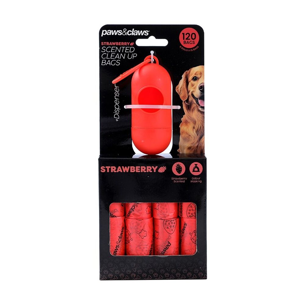 3x 120pc Paws And Claws Scented Poop Bags With Dispenser Assorted