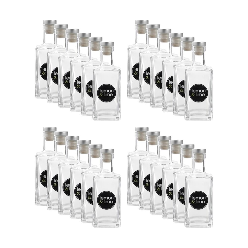 24PK Lemon And Lime Verre Square Glass Bottle Reusable Food Container 270ml