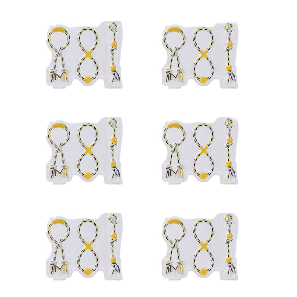 6x 3pc Paws And Claws Pet Dog Rope Rubber Tuggers Toy Set 50cm 37cm 33cm