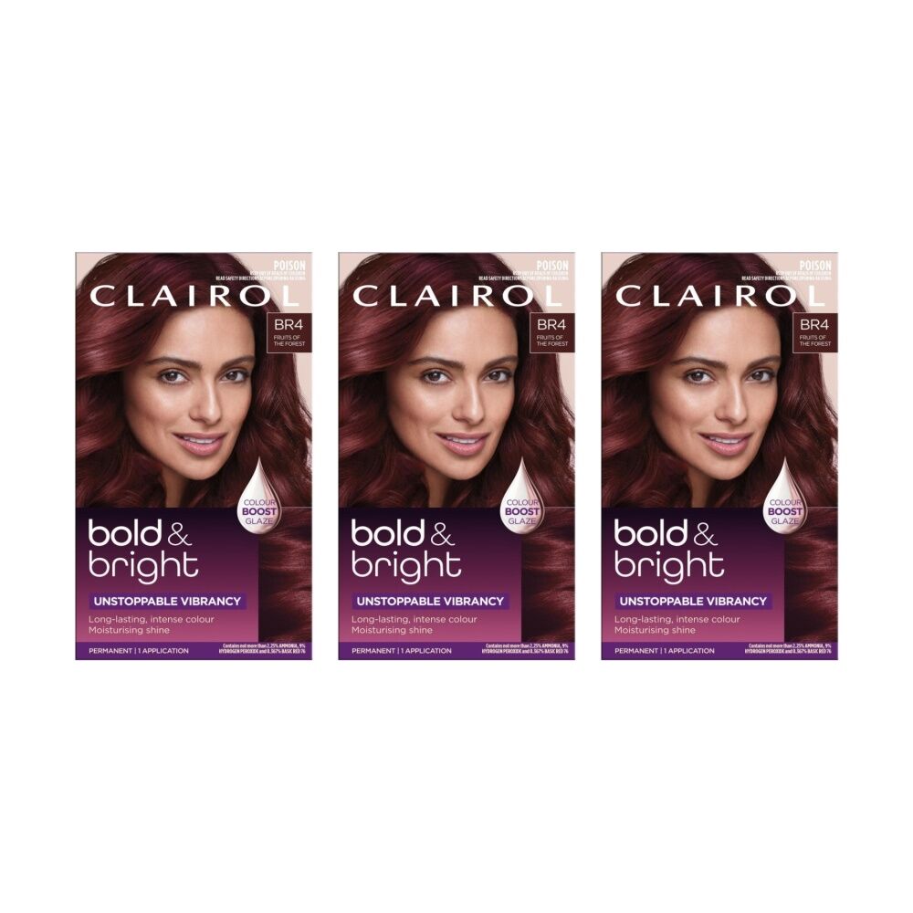 3PK Clairol Permanent Hair Colour 1 Application Bold Bright BR4 Fruits Forest