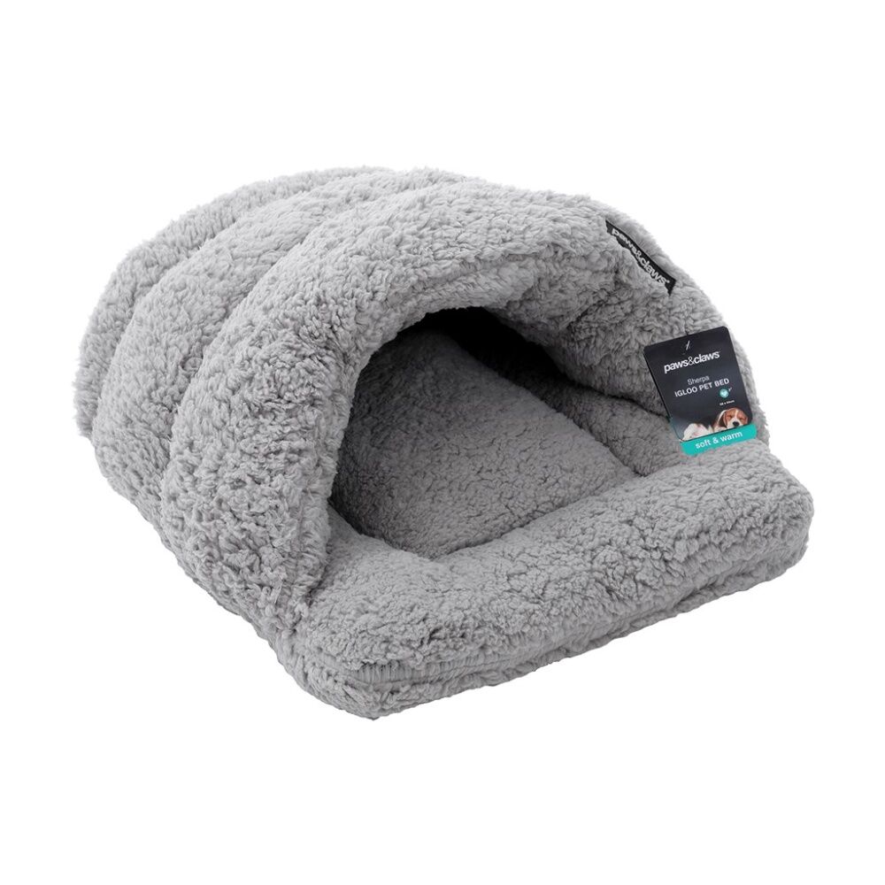 2PK Paws And Claws Sherpa Igloo Pet Dog Cat Bed Soft Warm Comfort 58x44cm