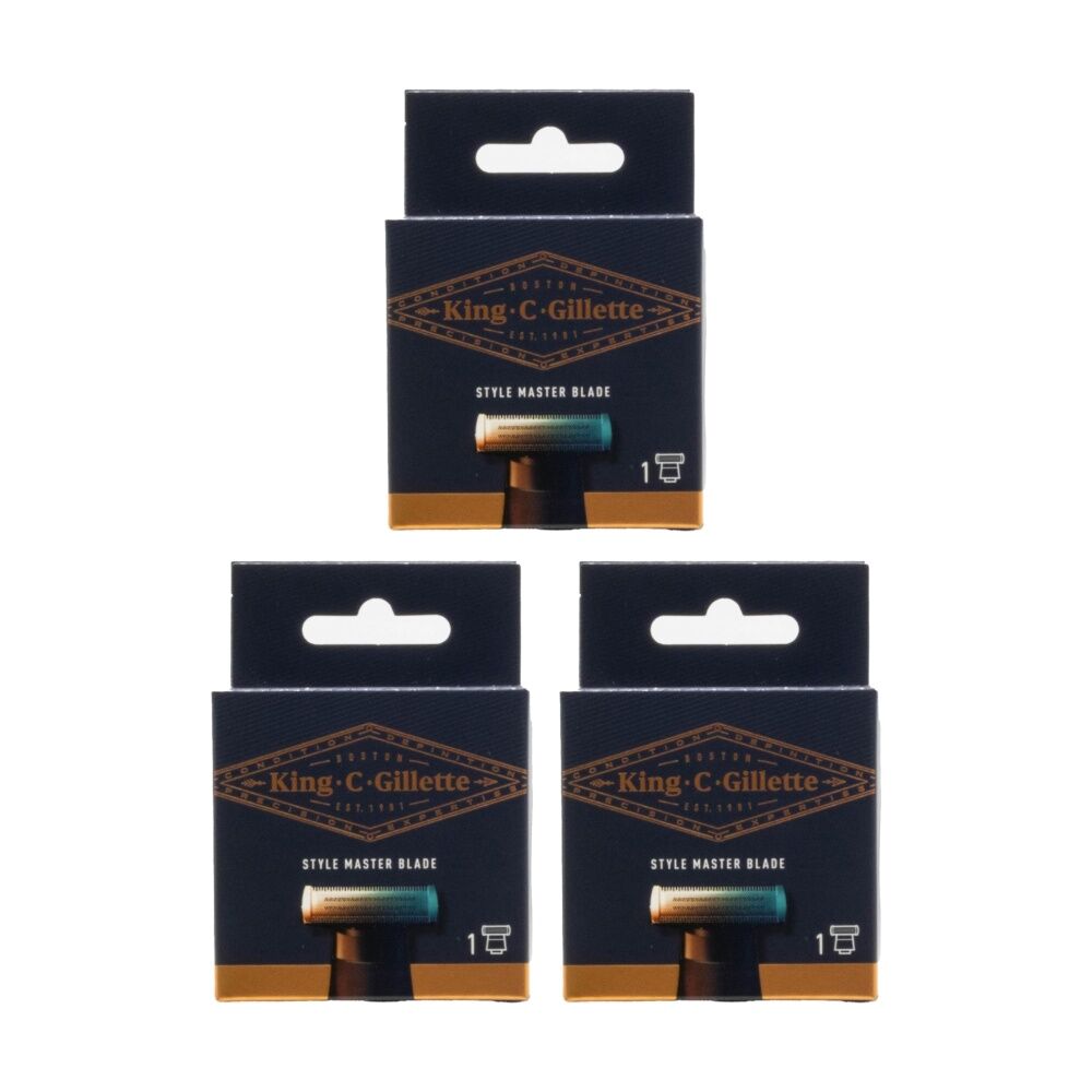 3PK Gillette King C Replacement Shaving Razor Style Master Blade Men's
