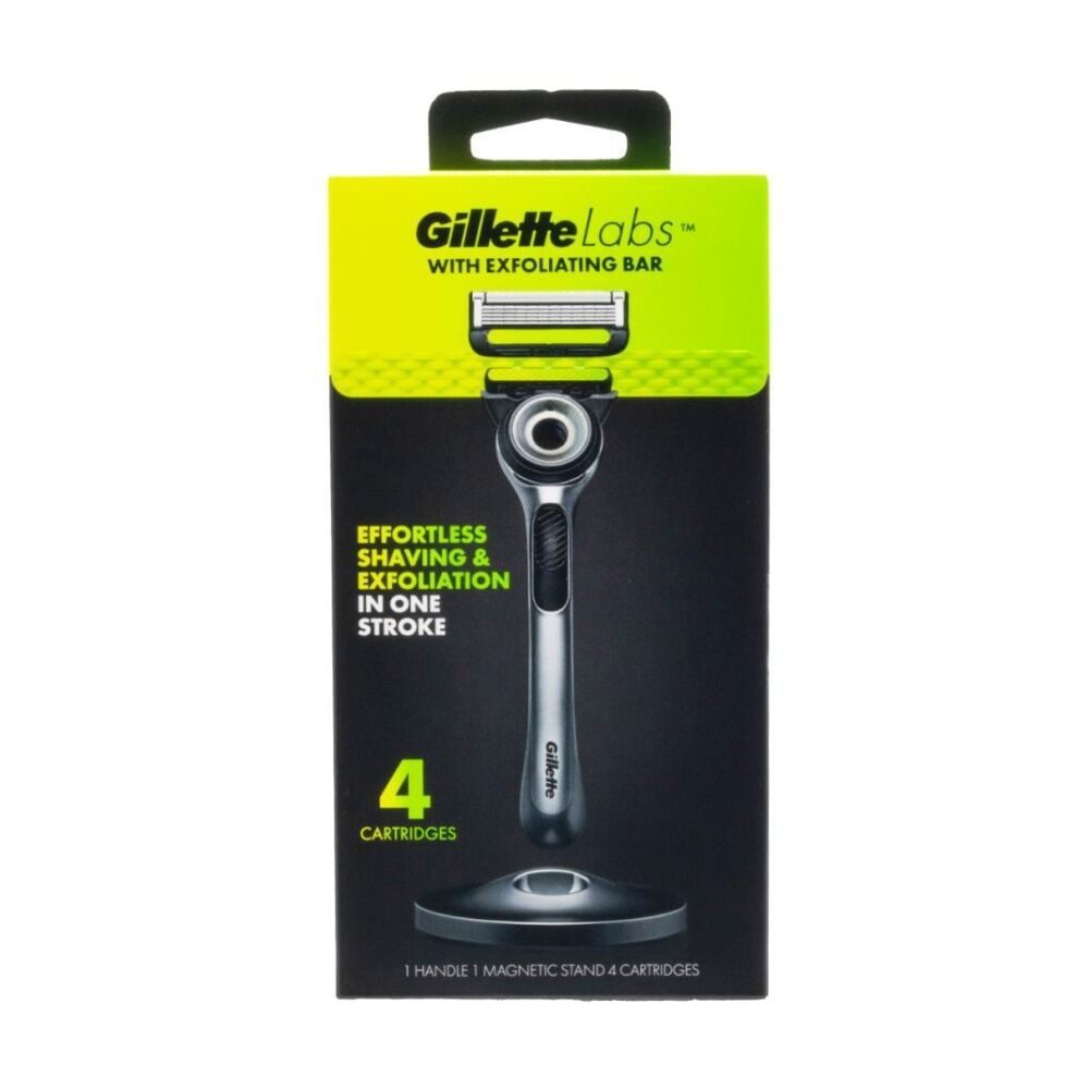 4PK Gillette Labs 5 Blade Razor W/ Handle, Magnetic Stand & 4 Cartridges Men's