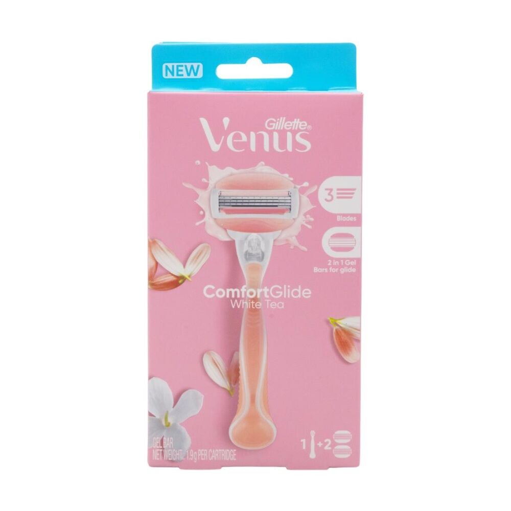 2PK Gillette Venus Razor 1 Handle Plus 2 Cartridges ComfortGlide White Tea