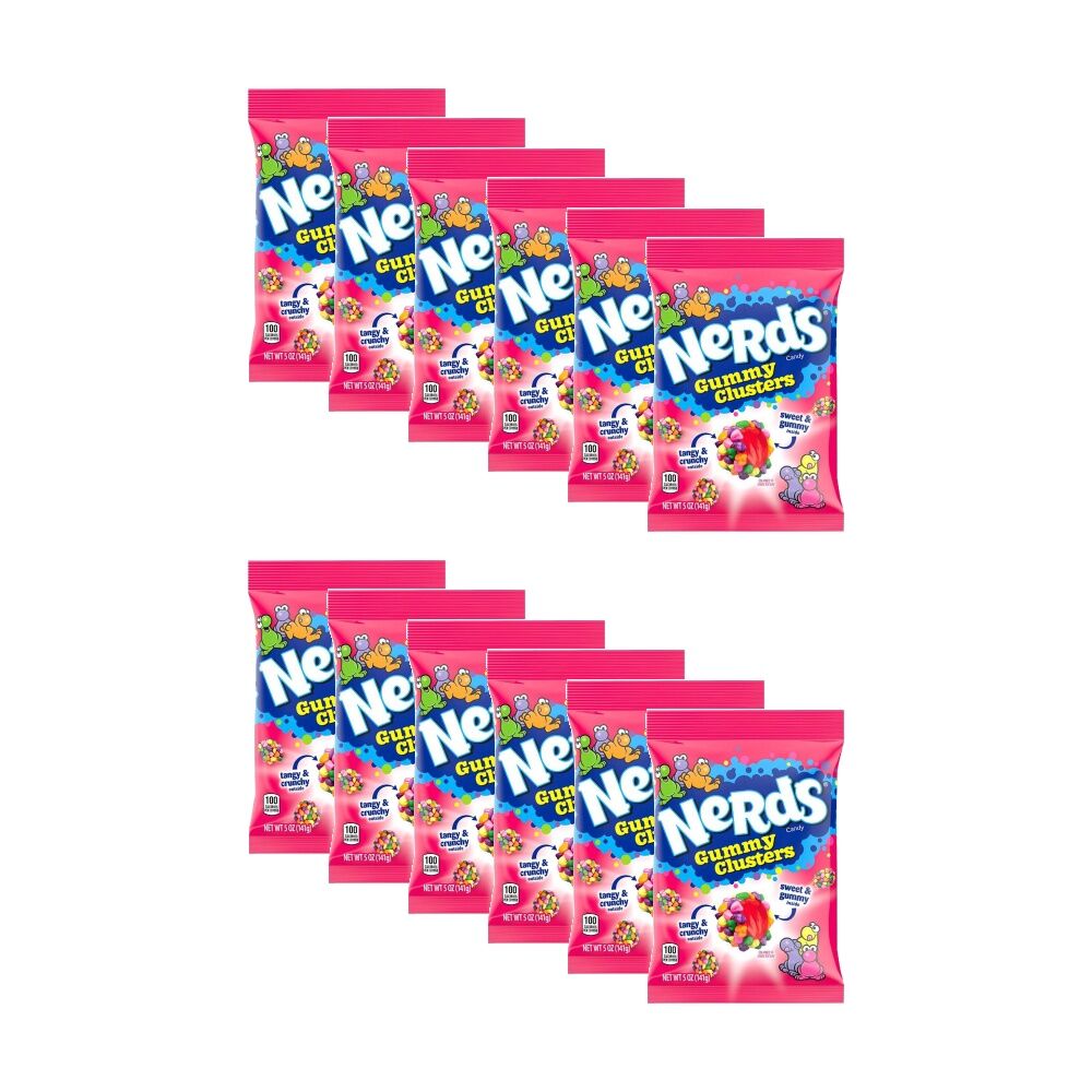 12PK Nerds Gummy Clusters Candy Crunchy Shell Soft Inside Lollies 141g