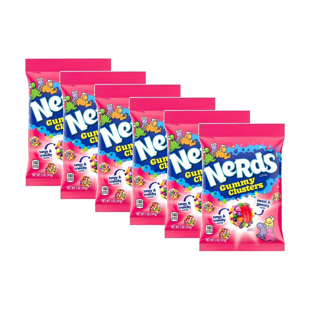 6PK Nerds Gummy Clusters Candy Crunchy Shell Soft Inside Lollies 141g