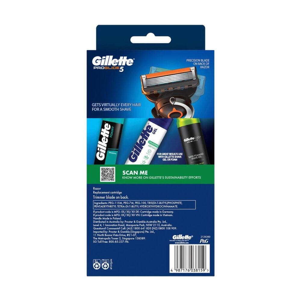 Gillette Pro Glide 5 Men's Shaver W/ Razor Handle & Two Blades