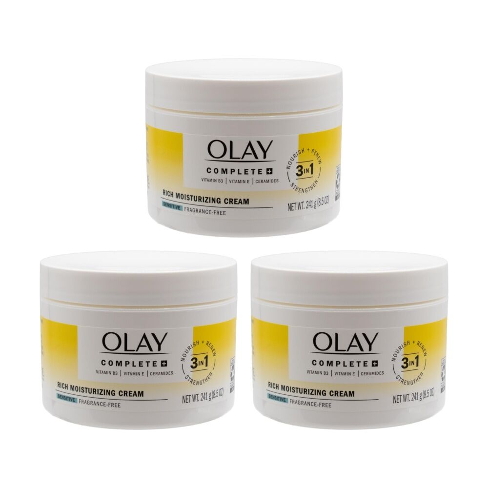 3PK Olay 3-in1 Nourish Renew & Strengthen Hydrating Rich Moisturising Cream 241g