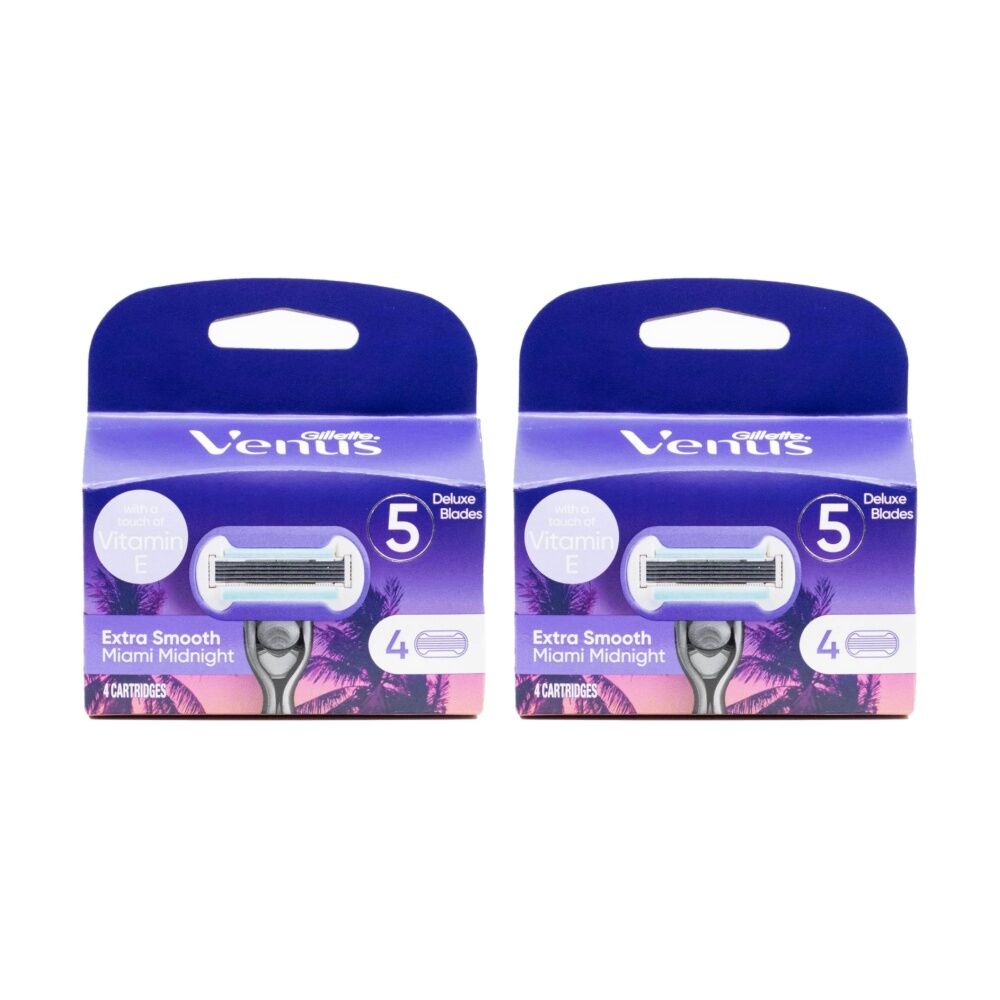 2x 4pc Gillette Razor Cartridges Venus Extra Smooth Miami Midnight Blades