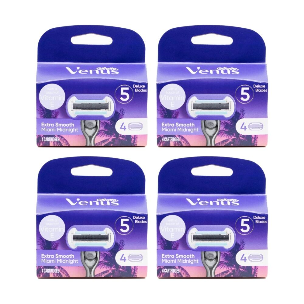 4x 4pc Gillette Razor Cartridges Venus Extra Smooth Miami Midnight Blades