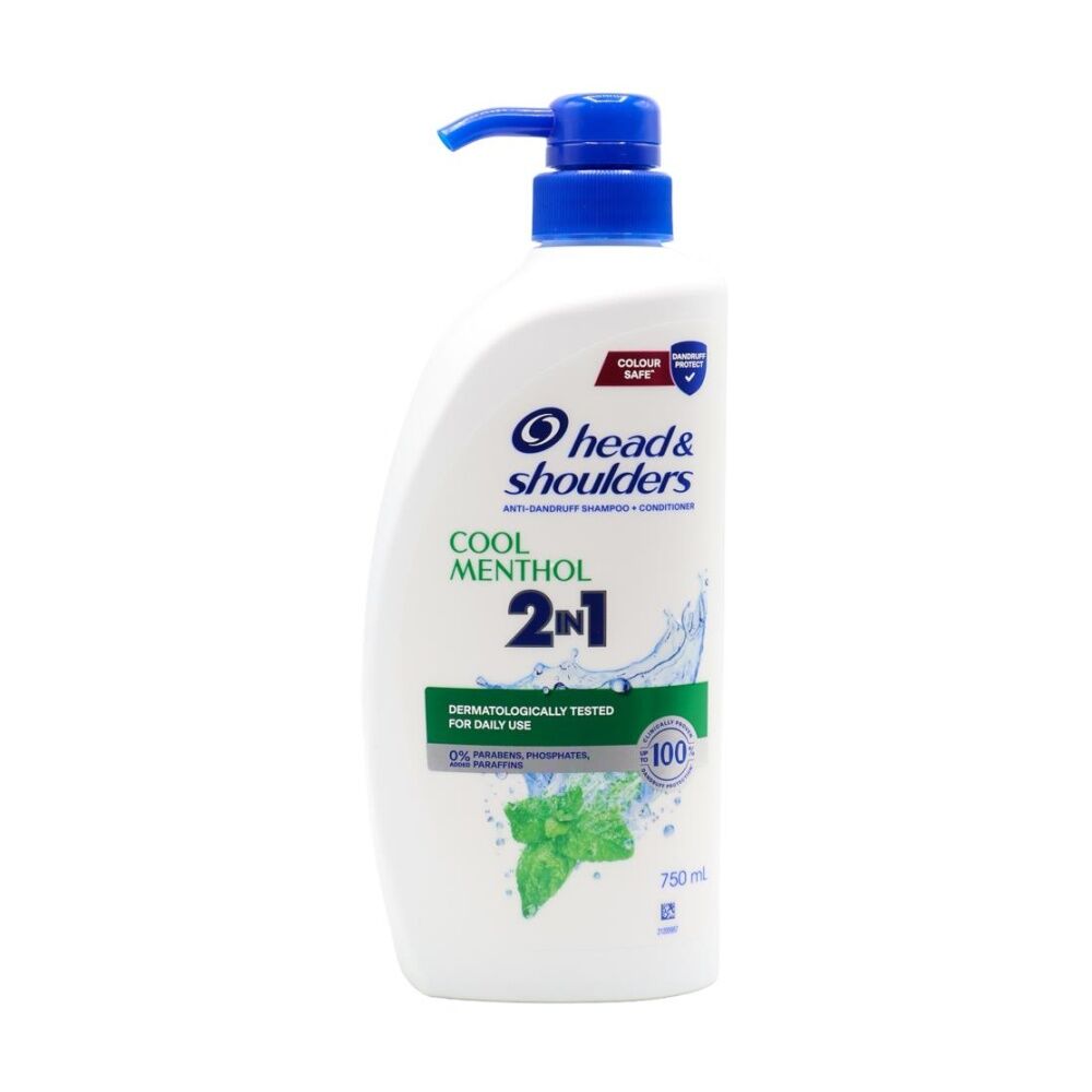 3PK Head & Shoulders Cool Menthol 2 In 1 Shampoo Conditioner 750ml