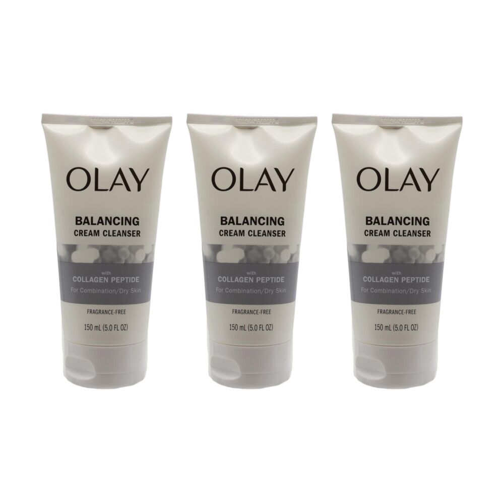 3PK Olay Cream Cleanser Balancing Collagen Peptide For Dry Skin 150ml