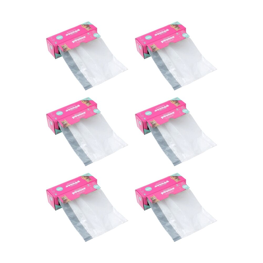 6x 15pc Paws And Claws Pounce Pet Cat Litter Tray Liner Drawstring 77x44cm