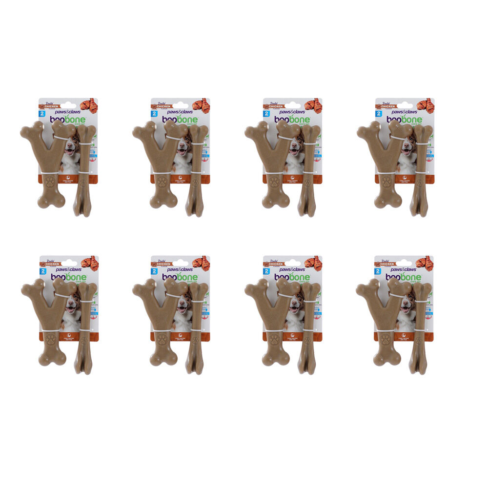 8x 2pc Paws And Claws Pet Dog Cat Boobone Bone Wish Chew Toys Assorted