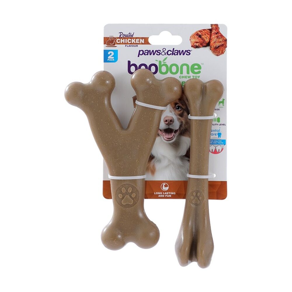 8x 2pc Paws And Claws Pet Dog Cat Boobone Bone Wish Chew Toys Assorted